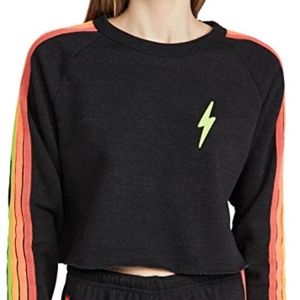 Aviator Nation Bolt Embroidery 4 Stripe Sweatshirt Black/Neon, M